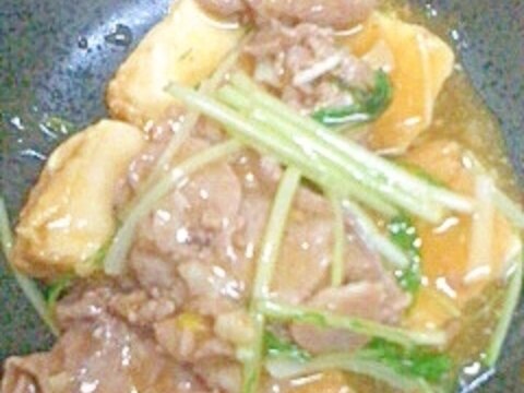 水菜と厚揚げ生姜炒め